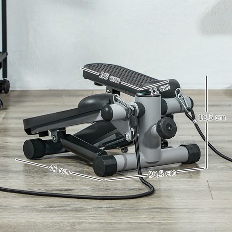 2 in 1 Mini-Stepper für Zuhause mit Power Ropes, LCD-Display Up-Down Swing Stepper 41 x 30,5 x 18,5 cm Grau (1/5)