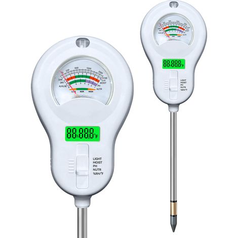 Testeur de Sol Numérique 6-en-1 avec 3 Sondes Remplaçables - Mesure Précise de la Lumière, Humidité, pH, Fertilité et Température pour Jardin et Agriculture (1/5)