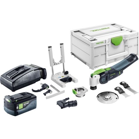 Kit de base Festool OSC 18 E - Oscillateur sans fil 18 V Starlock Max Brushless + 1 batterie 5,0 Ah + chargeur + kit d'accessoires 7 pièces + Systainer