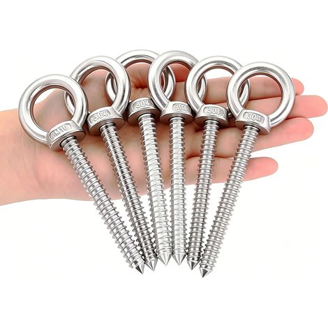 Piton à Visser 6 Pcs Anneau de Levage M10x80mm Crochets à œillets Robustes (1/5)