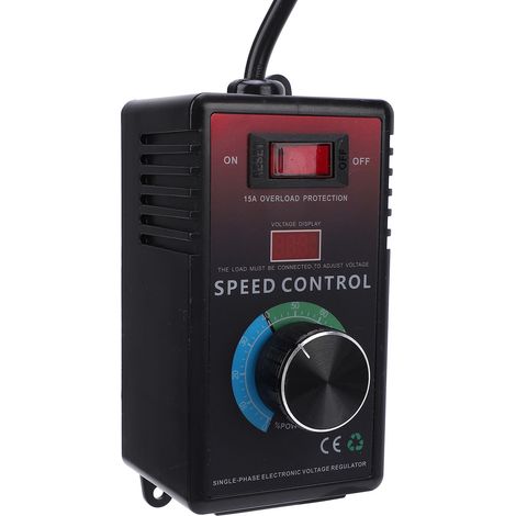 Régulateur de tension électronique 15A avec interrupteur, protecteur contre surcharge, variateur de vitesse pour ventilateur, meuleuse d'angle et souffleur (1/5)
