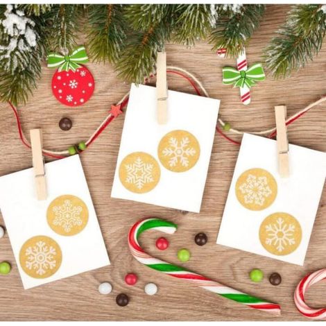 Autocollants Noel - Papier Kraft - Ronds 3 5 Cm - Pour Decorations Sur Surfaces Lisses - 1000 Pieces (1/4)