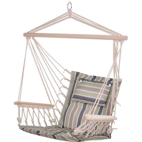 Outsunny – Hängesessel aus 180 g/m² Baumwolle und Polyester – Max. Belastung 105 kg – Maße 100 x 49 x 106 cm (L x B x H) – Faltbar und tragbar (1/5)