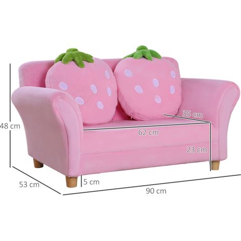 Kindersessel Kindersofa mit Korallenvlies-Optik, massiven Holzfüßen Sessel aus Schaumstoff Kinderstuhl für Kinderzimmer, Spielzimmer, 90 x 53 x 48cm, Rosa (1/5)