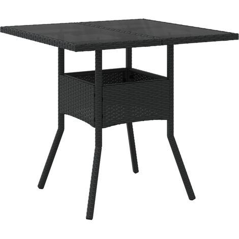 Maison Exclusive - Gartentisch mit Glasplatte Schwarz 80x80x75 cm