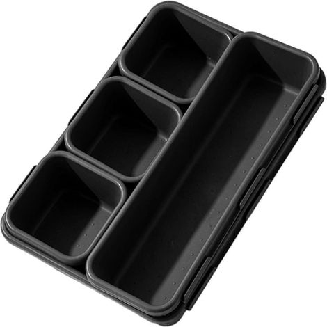 Lot de 8 plateaux de rangement pour tiroirs, boîte de rangement pour fournitures de bureau, bacs de rangement multifonctionnels avec séparateurs pour le bureau et le travail.-black (1/5)