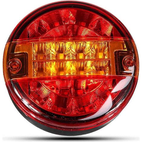 HONORNIC - Feu arrière universel 12 V/24 V à 20 LED, feu stop, clignotant, feu rond de type « hamburger » pour voiture, camion, fourgonnette, remorque (1/5)