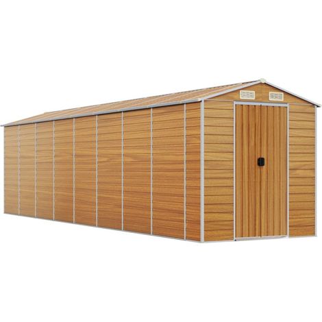 Caseta de jardín, caseta tipo cabina, caseta de almacenamiento para casa, caseta para exteriores, herramientas, resistente, transparente, 191 x 725 x 198 cm, acero galvanizado, marrón, 020022295 (1/5)