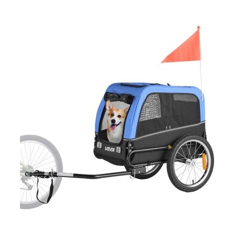 Remolque de Bicicleta para Perros, Carga de 45 kg, Carrito Portabicicletas Plegable para Perros Pequeños/Medianos con Rueda de Liberación Rápida, Enganche Universal, Reflector y Correa Interior (1/5)