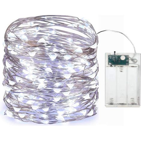 x Guirlande LED Lumineuse à Pile Mini Intérieur et Extérieur Décoration Lumière pour Chambre Noël Mariage Soirée Froid 2 50 5M Blanc (1/5)