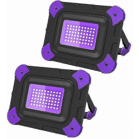 Ensemble de 2 lampes UV noires pour soirées fluo et pêche en extérieur, rechargeables et sans fil, lot de 2 projecteurs ultraviolets (1/5)