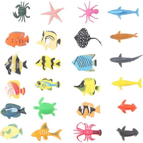 Lot de Figurines Marines PVC 24 Pièces Modèles Réalistes Poissons Tropicaux et Animaux Océaniques Éducatifs Décoration Aquarium (1/5)