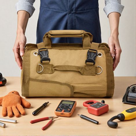 Roll Up Tool Storage Bag with 2 Detachable Tool Pockets (1/5)