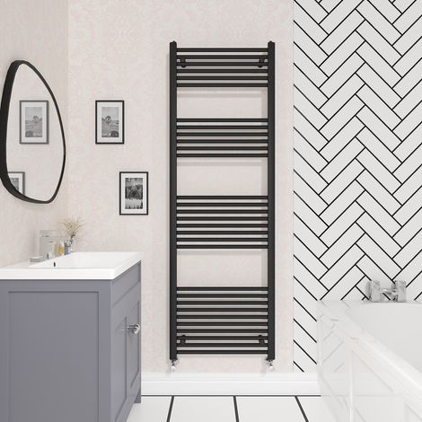 Bathroom Straight Heated Towel Rail Radiator Ladder Warmer Heating Black 1800x600mm