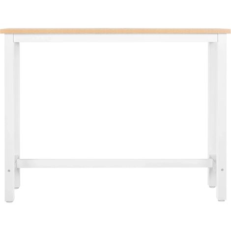 Mesa alta multifuncional de MDF y metal blanco y roble claro 140 x 40 x 100 cm (1/5)