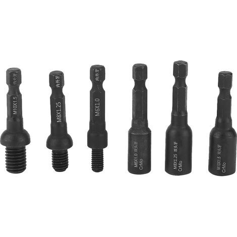 Set di adattatori per bussole, 6 pezzi per avvitatore pneumatico con attacco da 1/4" per viti a doppia estremità esterne, bussole e set di bussole. (1/5)
