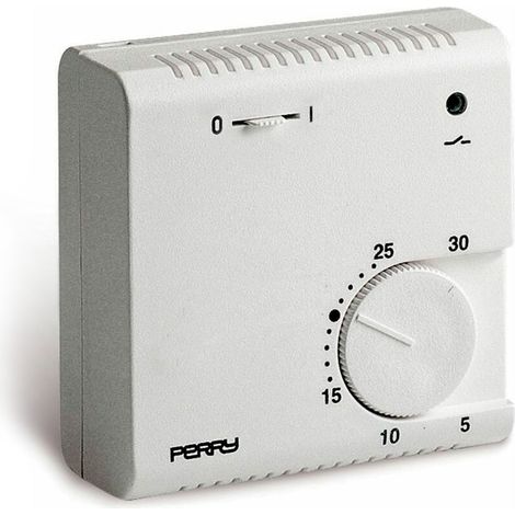 Elektronischer Gasausdehnungsthermostat Serie "teg" mit Kontrollleuchte und Wahlschalter "Ein/Aus" Farbe weiß perry