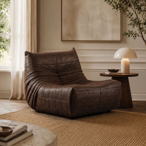 Fauteuil en tissu marron - PRIMO (1/4)