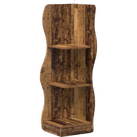 Mensola angolare con lo scaffale Legno antico 34 x 33 x 102 cm vidaXL