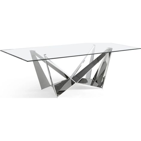 Table Moderne en Verre Transparent et Acier - Acier (1/5)