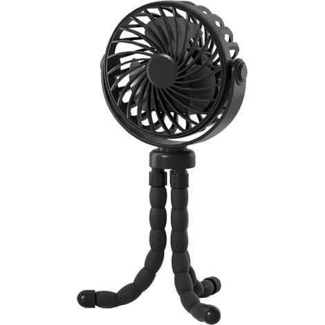 Ventilateur portable à main, flexible, en forme de pieuvre, sur trépied, pour table, poussette ou berceau, avec veilleuse intégrée, 3 vitesses de ventilation réglables, rotation à 360°. (1/5)