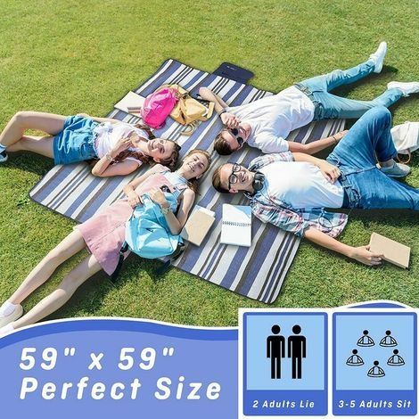 Große Picknickdecke, wasserdichte und sandabweisende Campingmatte für Familienkonzerte, Strand und Park (1/3)