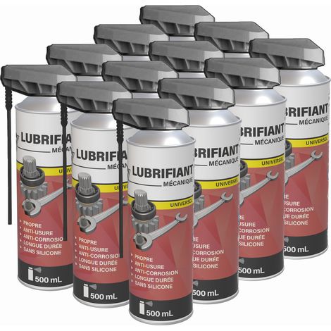12 lubrifiants mécaniques multifonctions en aérosol 500mL - Propre - Antifriction - Professionnel (1/5)