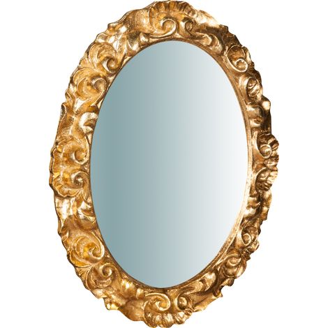 Espejo de pared en madera acabado con efecto hoja de oro envejecida L25XPR2,5XH31 cm Made in Italy (1/5)