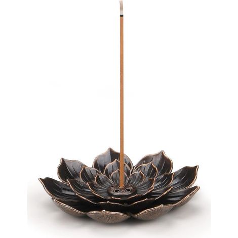 Porte-Encens de Lotus en Laiton Brûleur d'Encens en Bâton Porte-Brûleur d'Encens à Cône avec Capteur de Cendres (1/5)