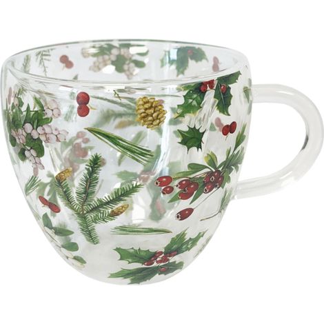 Tasse à thé en verre double paroi 200 ml - verdures d'hiver (1/2)