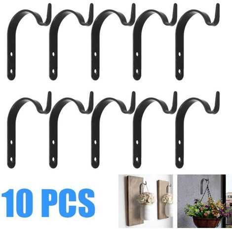 Applique Murale de Jardin Suspendue 10 Pièces en Fer Applique Murale de Jardin Suspendue Fleur Plante Cintre Pot Support Support (Noir) (1/5)