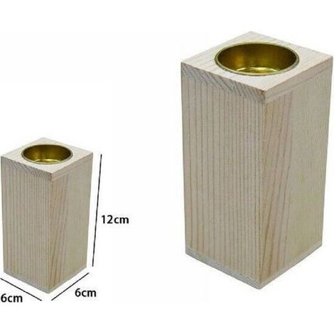 TrAdE Shop Traesio - Porta Candela Base Portacandela Lumini In Legno Naturale 12cm Decorazione 53737a -