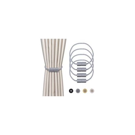 4 Pièces Magnétiques Embrasses de Rideaux Gris Tressées Boucle de Rideau Aimanté Attache Rideau Corde de Rideau de 45 cm Accessoires de Rideaux pour la Décoration de la Maison (1/5)