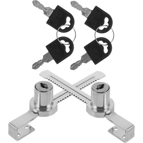 Lot de 2 verrous de sécurité pour portes de vitrines en verre avec clé (1/5)