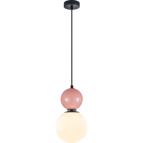 Suspension boule en verre noir et rose clair E27 40 W Italux Mastal (1/2)