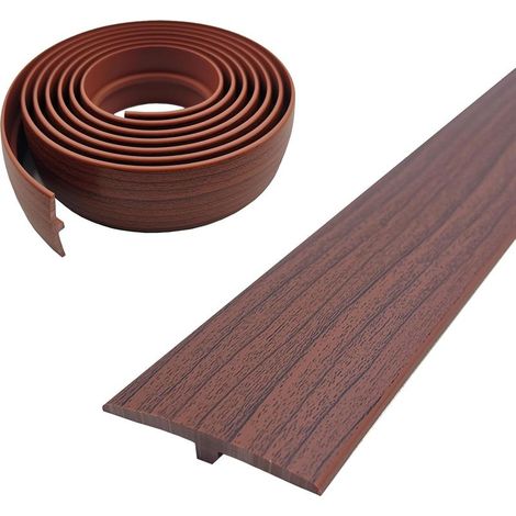 Profilé de transition, autocollant, profilé en T, 5 × 300 cm, en PVC, couvercle plat, pour seuils de porte et sols de raccordement, de carreaux de sol stratifié