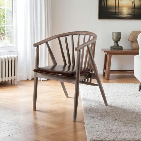 Chaise à barreaux en bois brun - assise assortie TENA (1/5)