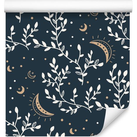Papier peint à motif bohème bleu marine et gris pour salon et chambre 50x1000 cm (1/5)