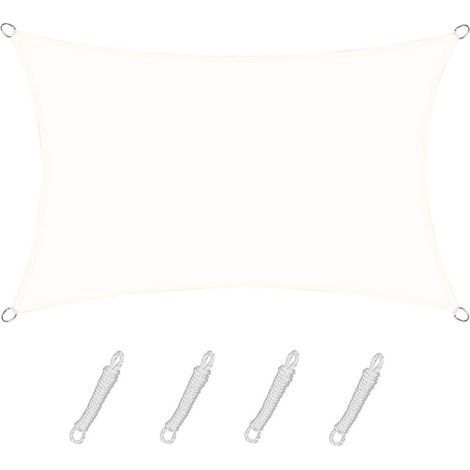 Voile d'ombrage Rectangulaire Carré 2.5x3m Color Crème,Toile Imperméable Une Protection des Rayons UV à 95%, pour en Plein air, Jardin & terrasse, Piscine (1/4)