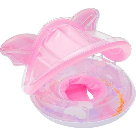 Babyschwimmring mit glitzerndem Schmetterlingsdesign und Verdeck Babyschwimmring für 6 12 Monate, kippsicherer Sitz, Sonnendach sicherer Wassersp (1/5)