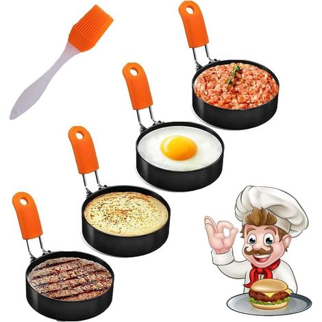 Eierplatte aus Edelstahl mit Antihaftring für perfekt zubereitete Omeletts, ideal zum Frühstück, ein praktisches Küchenutensil. - Crezuo