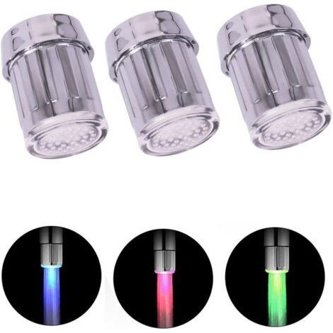 3er-Pack LED-Waschtischarmatur mit Farbverlauf, temperaturempfindlich, farbwechselnder Wasserstrahl, für Küche und Badezimmer. (1/5)