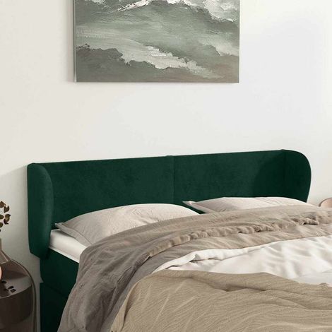 vidaXL Cabecero de terciopelo verde oscuro 147x23x78/88 cm (1/5)