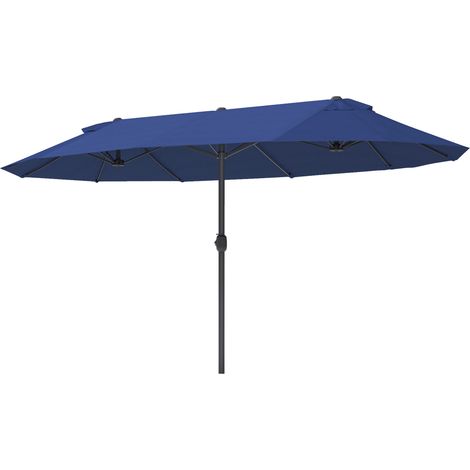 Rechteckiger Doppelsonnenschirm 4,6 x 2,7 x 2,4 m, blauer Stoff (180 g/m²) mit Kurbel
