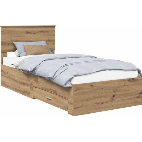 Maison Exclusive - Bettrahmen mit Kopfteil Artisan-Eiche 90 x 200