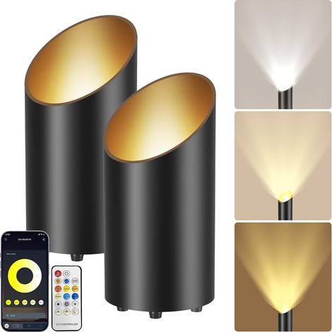 Spot LED de Sol Intérieur Uplight, Bluetooth App, Éclairage Indirect Dimmable 1-100%, 2700K-6500K, Télécommande RF + Interrupteur au Pied, IP44, 7W, Câble 180 cm (1/5)