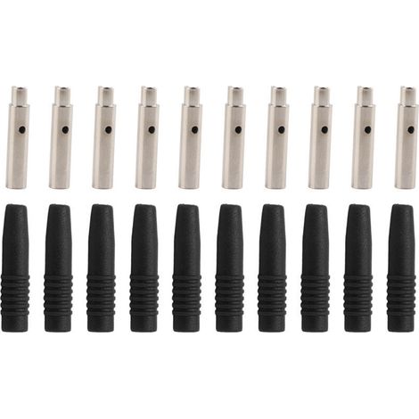 Lot de 10 connecteurs bananes isolés de 2 mm avec gaine de protection pour équipement de test, noir