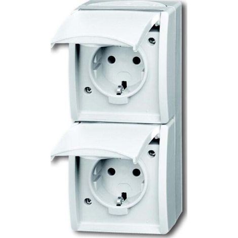 BUSCH JAEGER 20-02 EBW-54 ocean® (IP 44), SCHUKO® Steckdosen, Steckdose mit Klappdeckel, senkrecht-'1008651' (1/3)