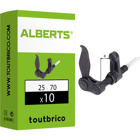 10 arrêts de volet type marseillais à visser 25-70mm PVC noir Alberts