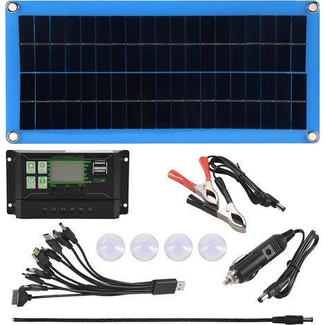 Panneau solaire 300 W, contrôleur double USB 12 V/5 V, cellules solaires monocristallines étanches, chargeur de batterie -100 A (1/5)